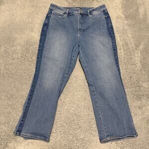 NYDJ Jeans Womens 14 Petite (35x24.5) Marilyn Straight Blue Denim High Rise